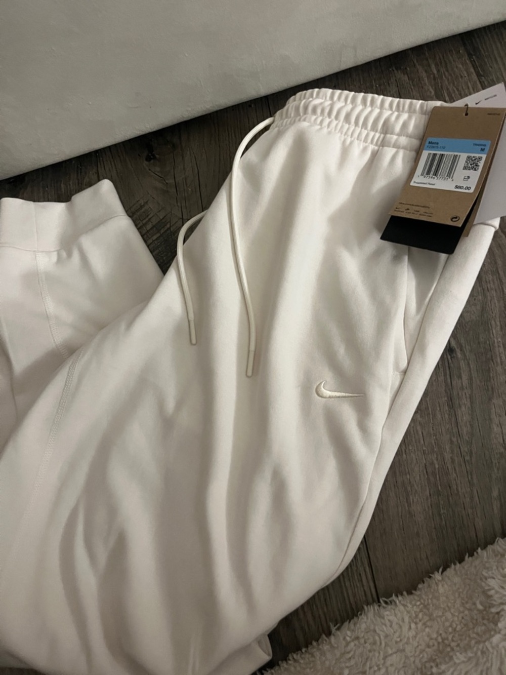Nike White Embroidered Swoosh Training Pants
